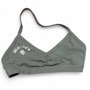 Darc Sport Olive Green V-Neck Bralette with 'Wolves' Logo